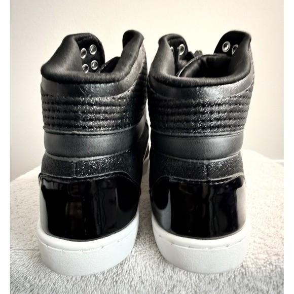 Black Patent Glitter High Top Fashion Sneakers Women's Size 12 - Picture 6 of 9